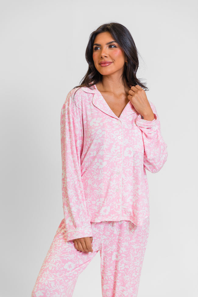 Good To Get Away In Kathy Floral Button Up Pajama Top FINAL SALE-Sunny Prom