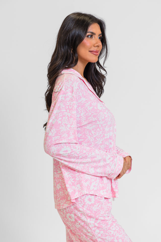 Good To Get Away In Kathy Floral Button Up Pajama Top FINAL SALE-Sunny Prom