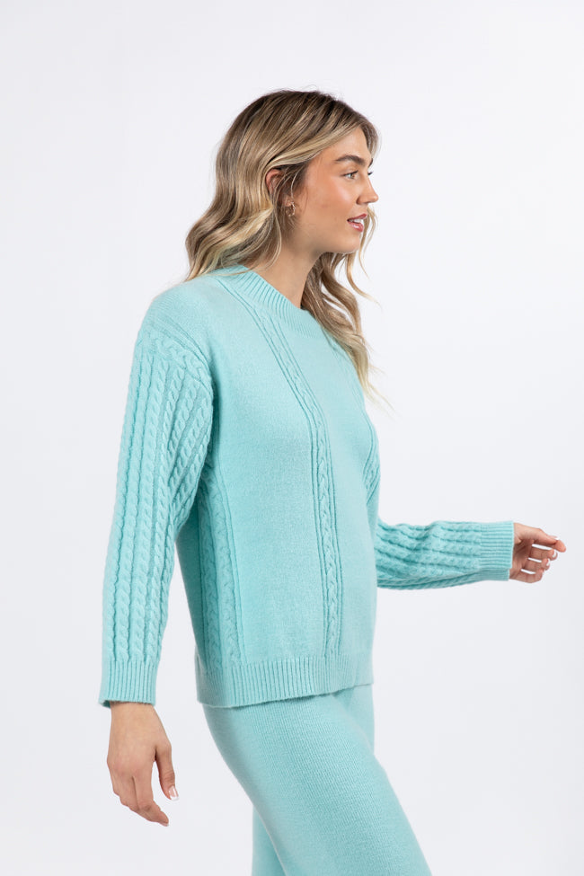 On My List Mint Cable Knit Sweater FINAL SALE-Sunny Prom