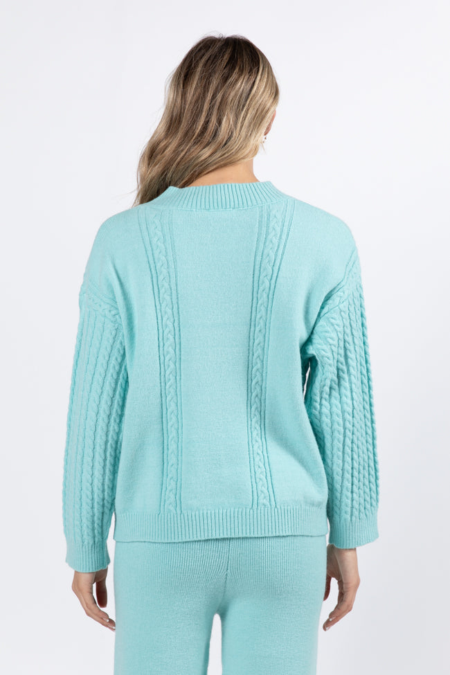 On My List Mint Cable Knit Sweater FINAL SALE-Sunny Prom