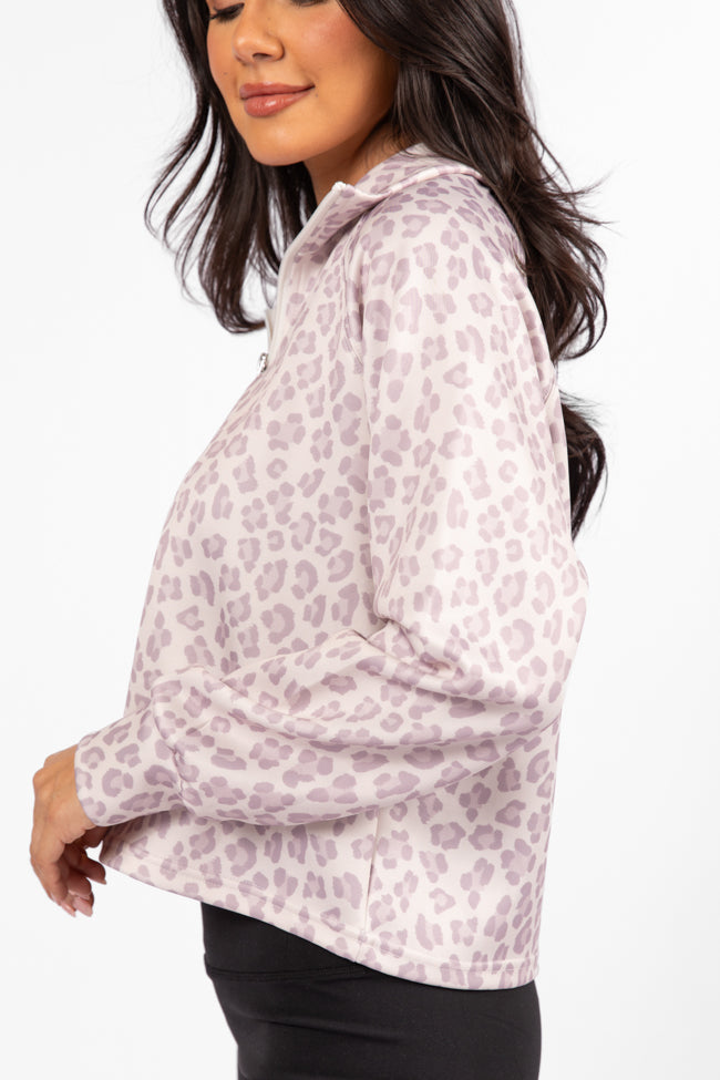 Change Of Heart Leopard Print Quarter Zip Pullover-Sunny Prom