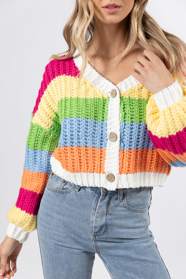 Little Bit More Multi Stripe Cardigan FINAL SALE-Sunny Prom