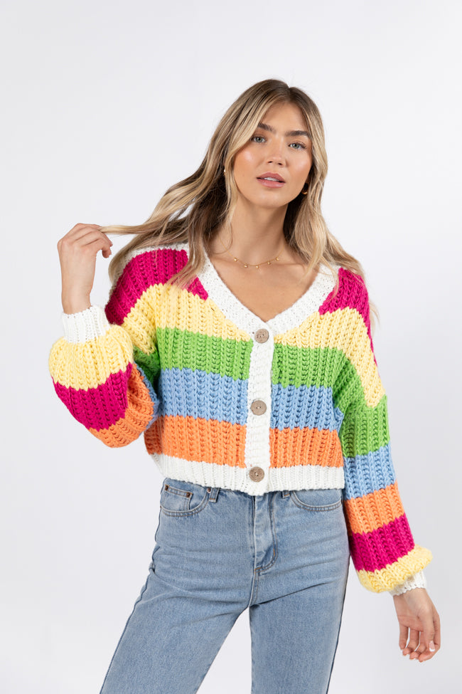 Little Bit More Multi Stripe Cardigan FINAL SALE-Sunny Prom