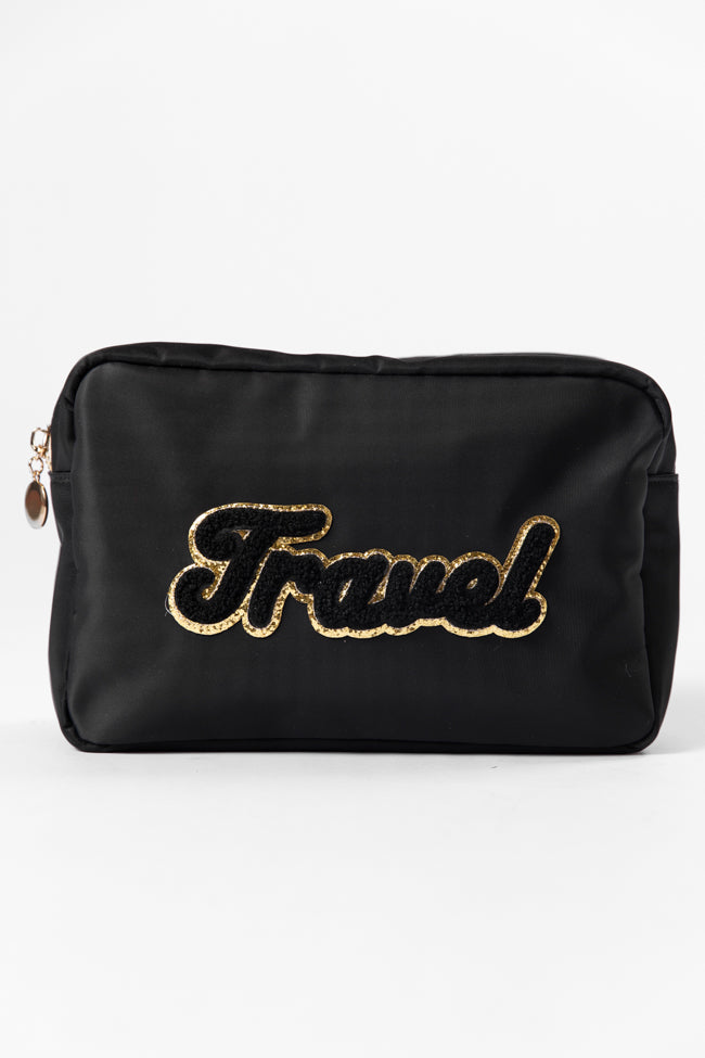 Black "Travel" Travel Pouch FINAL SALE-Sunny Prom