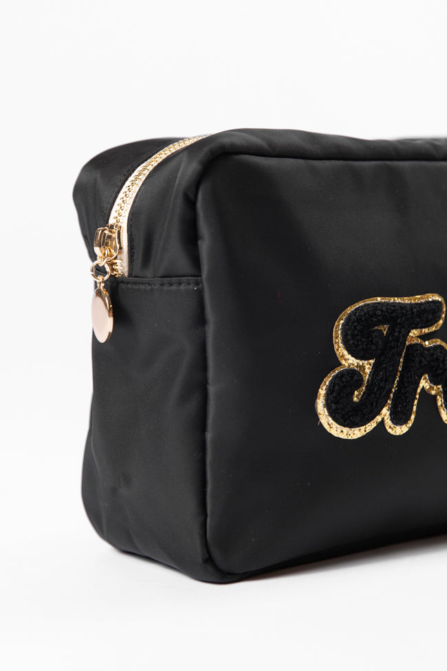 Black "Travel" Travel Pouch FINAL SALE-Sunny Prom