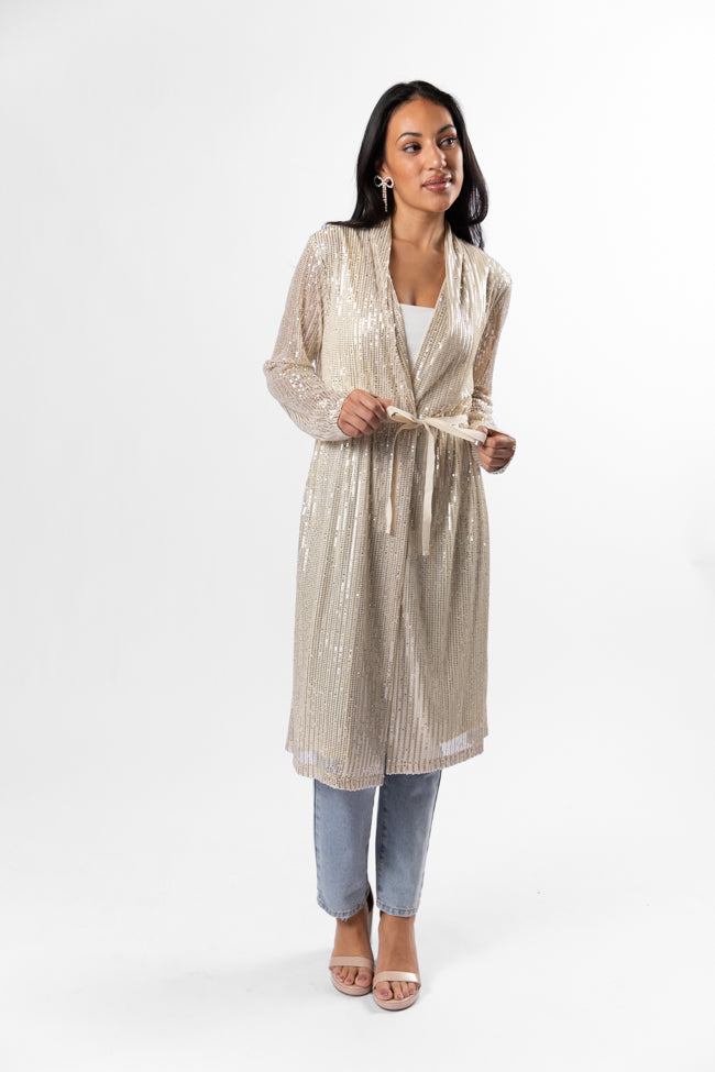 Memorable Feeling Gold Sequin Kimono FINAL SALE-Sunny Prom