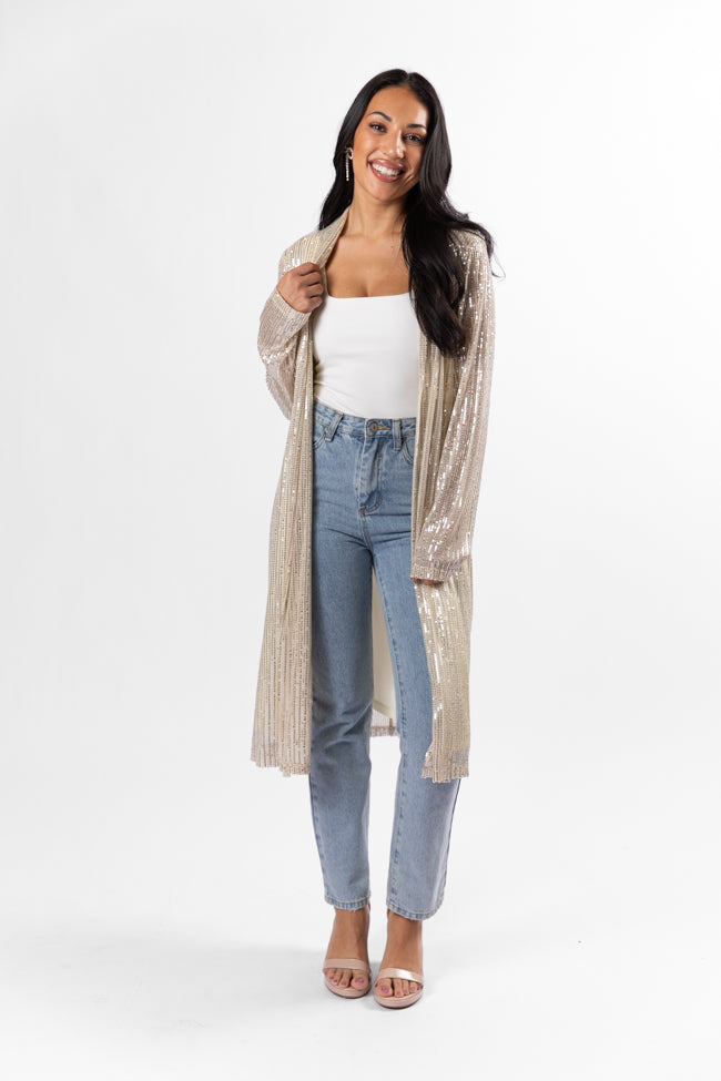 Memorable Feeling Gold Sequin Kimono FINAL SALE-Sunny Prom