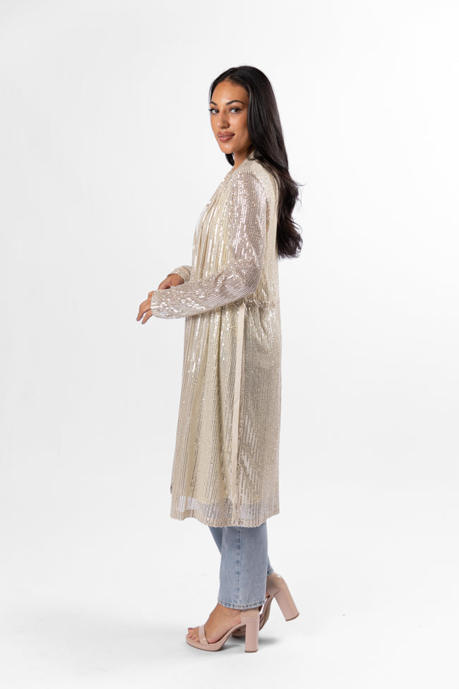 Memorable Feeling Gold Sequin Kimono FINAL SALE-Sunny Prom