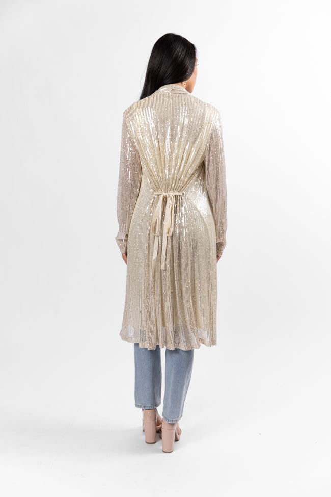 Memorable Feeling Gold Sequin Kimono FINAL SALE-Sunny Prom