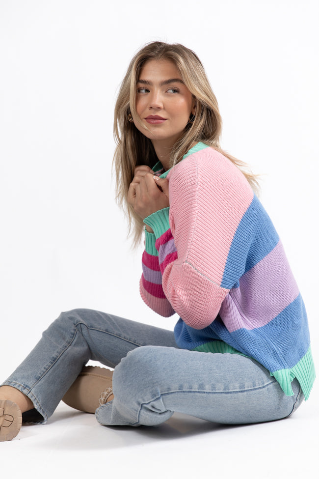 Break The Ice Multi Color Oversized Stripe Sweater FINAL SALE-Sunny Prom