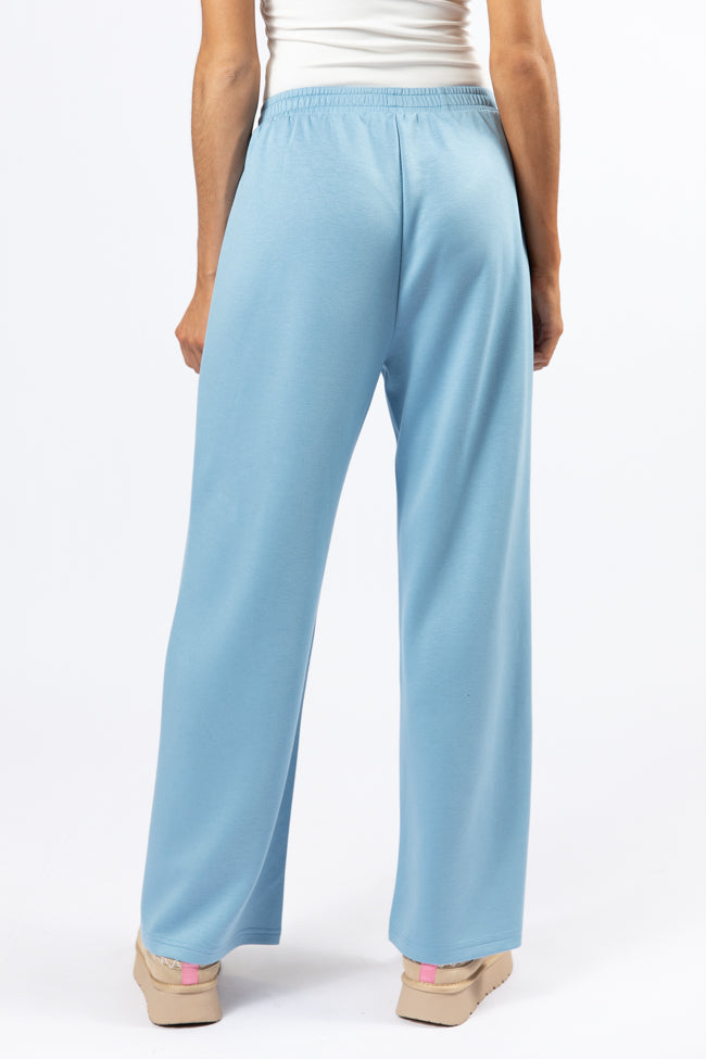 Let's Just Stay Blue Knit Wide Leg Pants FINAL SALE-Sunny Prom