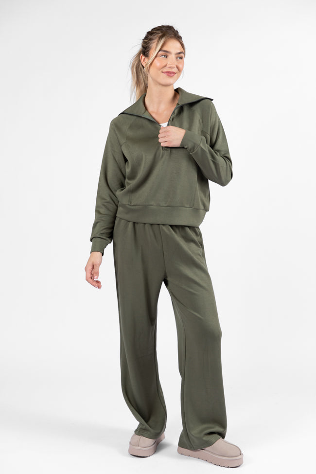 Let's Just Stay Green Quarter Zip Knit Pullover FINAL SALE-Sunny Prom