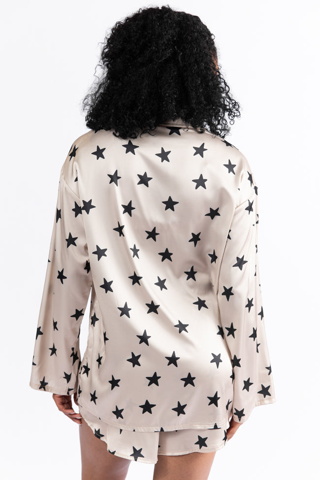 Pajama Party Neutral Stars Pajama Top FINAL SALE-Sunny Prom