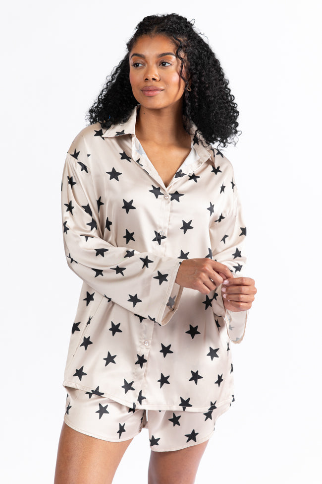 Pajama Party Neutral Stars Pajama Top FINAL SALE-Sunny Prom