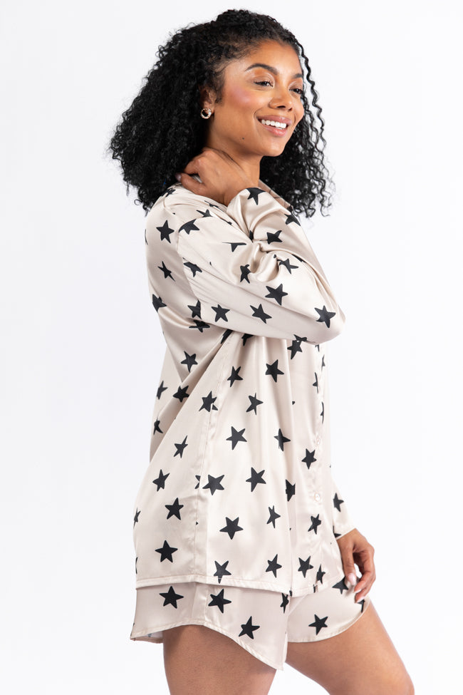 Pajama Party Neutral Stars Pajama Top FINAL SALE-Sunny Prom