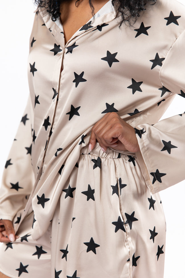 Pajama Party Neutral Stars Pajama Shorts FINAL SALE-Sunny Prom