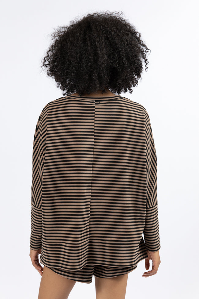 No Complaints Mocha and Black Striped Top FINAL SALE-Sunny Prom