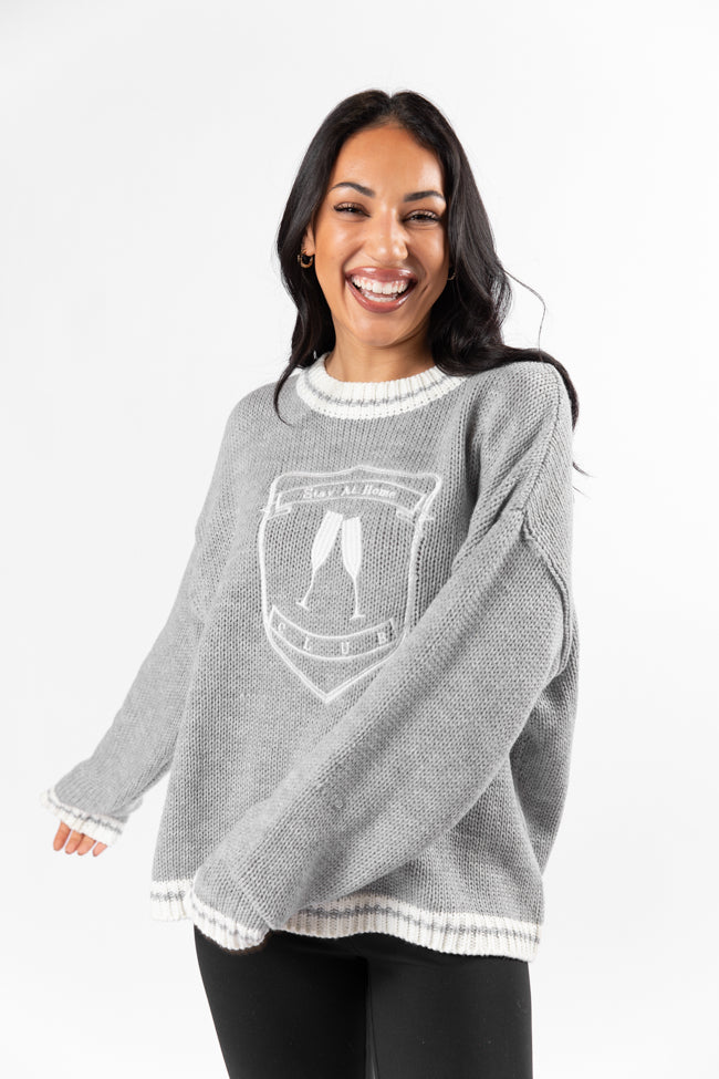 Stay At Home Club Grey Sweater FINAL SALE-Sunny Prom