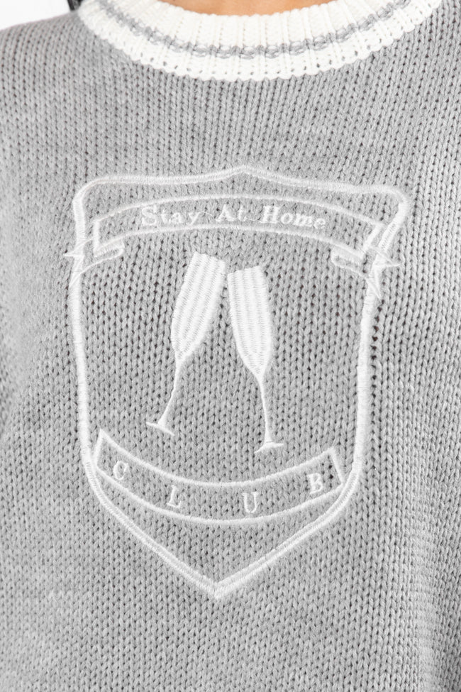 Stay At Home Club Grey Sweater FINAL SALE-Sunny Prom