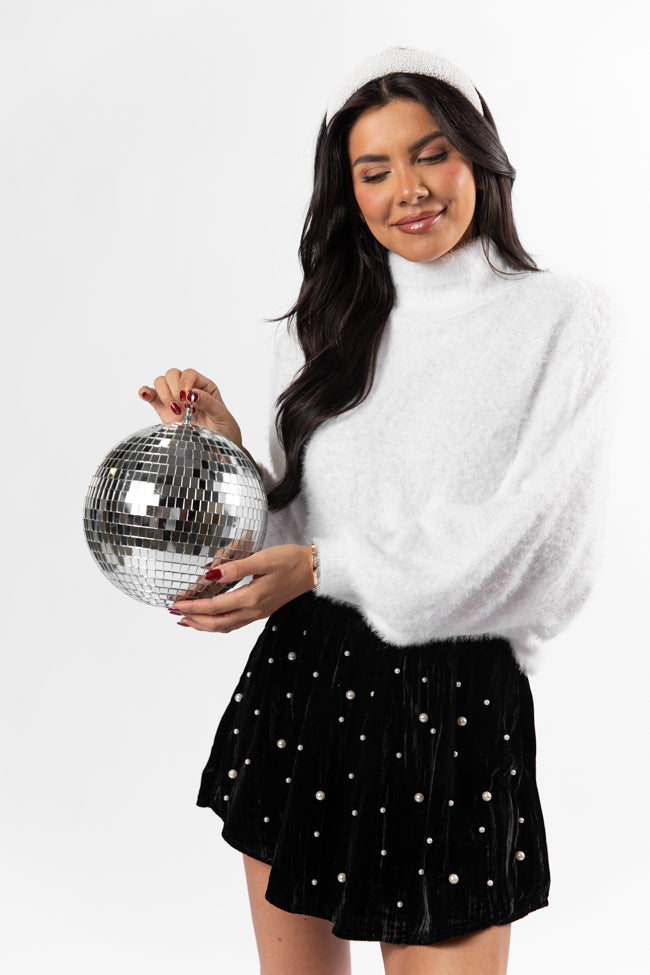 Beyond Me White Fuzzy Turtleneck Sweater FINAL SALE-Sunny Prom