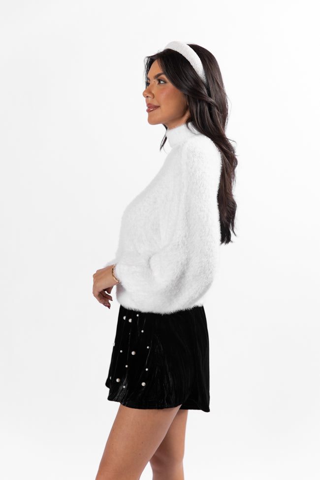 Beyond Me White Fuzzy Turtleneck Sweater FINAL SALE-Sunny Prom