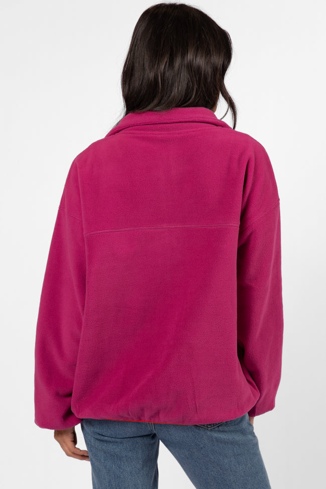 Outside The Box Magenta Contrast Trim Fleece Pullover FINAL SALE-Sunny Prom