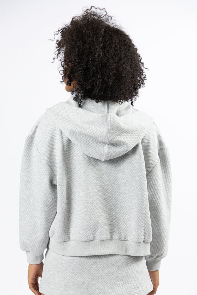 Have It My Way Grey Textured Knit Zip Up Hooded Sweatshirt-Sunny Prom