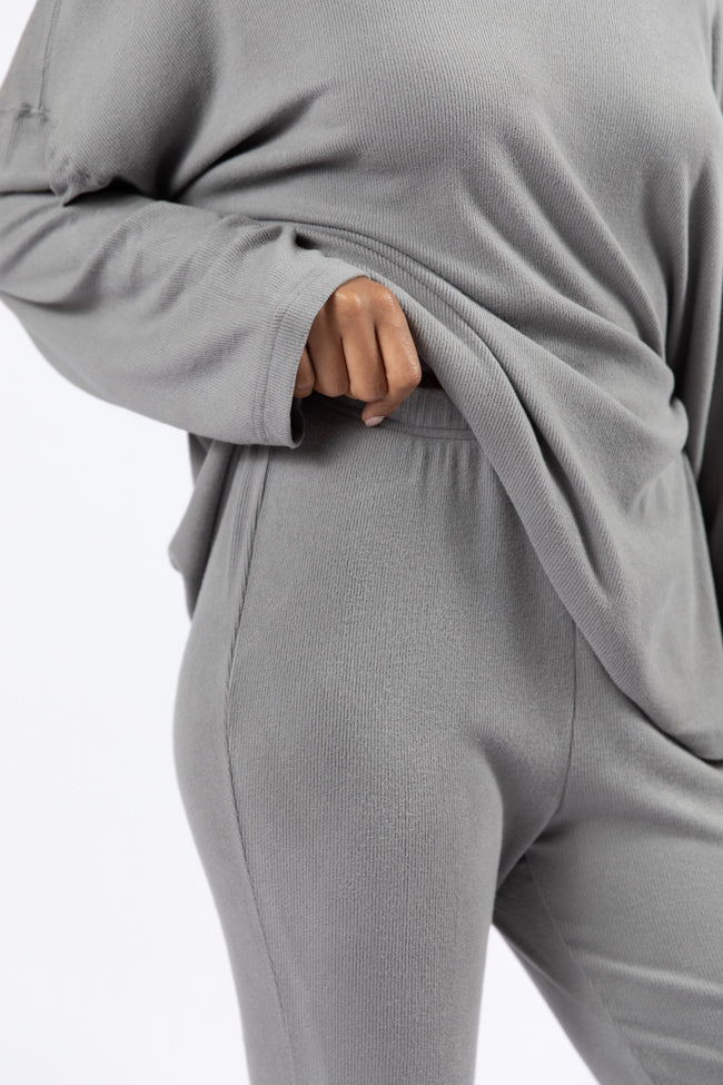 The Perfect Charcoal Brushed Rib Flare Pants Set FINAL SALE-Sunny Prom