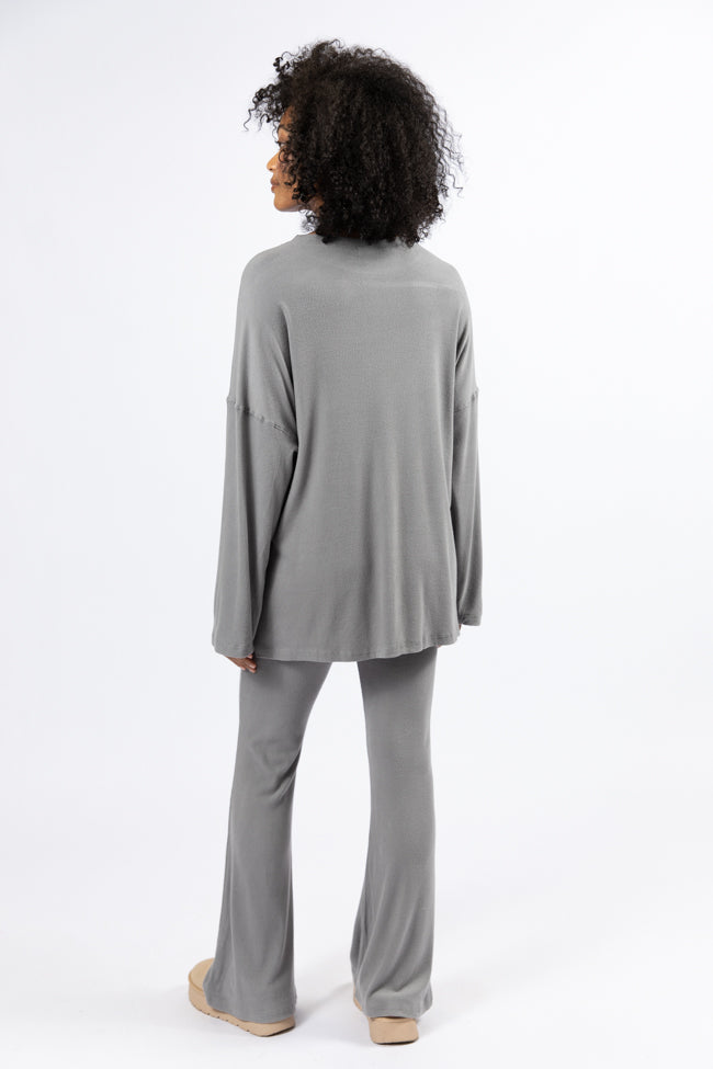 The Perfect Charcoal Brushed Rib Flare Pants Set FINAL SALE-Sunny Prom