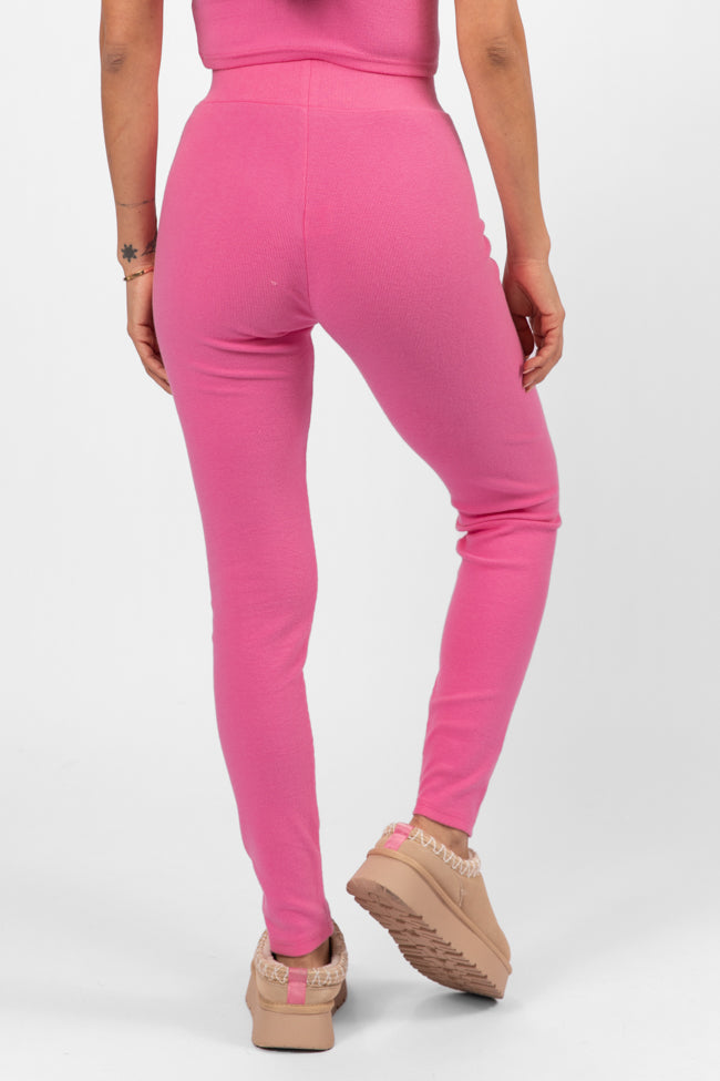Outta Sight Pink Brushed Rib Leggings FINAL SALE-Sunny Prom