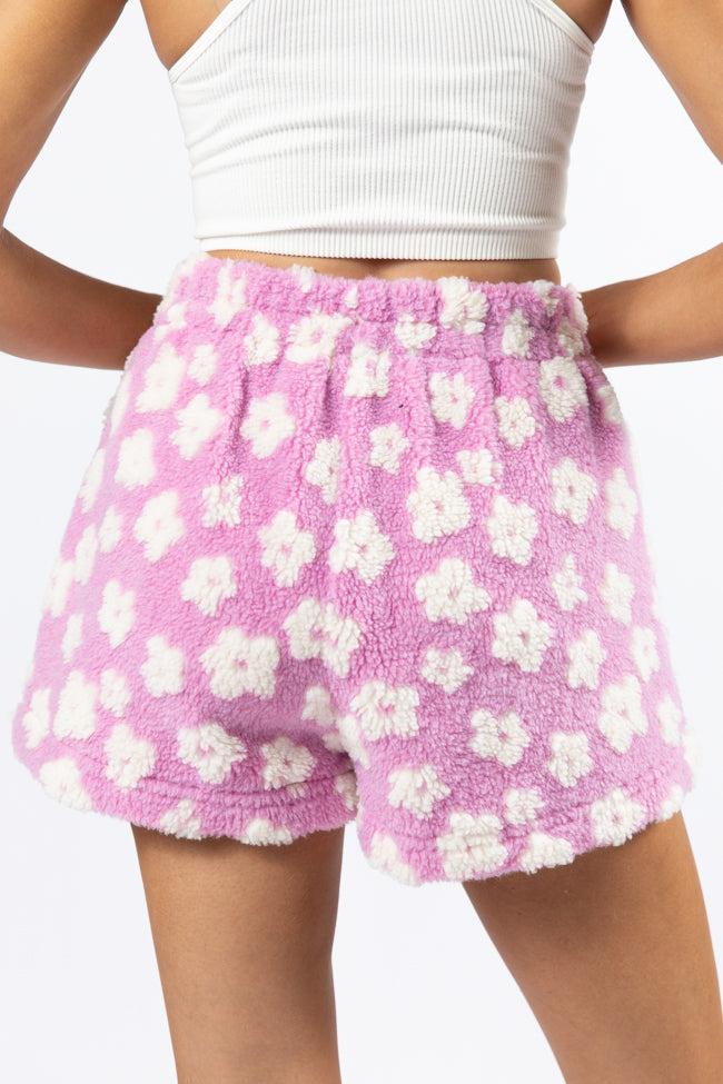 Front Runner Purple Floral Sherpa Pull On Shorts FINAL SALE-Sunny Prom