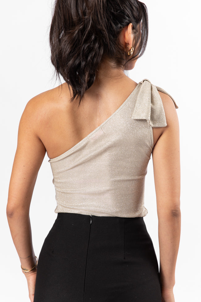 Meaning Of Love Gold Shimmer Bow Strap Bodysuit FINAL SALE-Sunny Prom