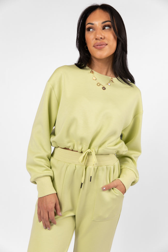 Only One Lime Drawstring Hem Pullover FINAL SALE-Sunny Prom