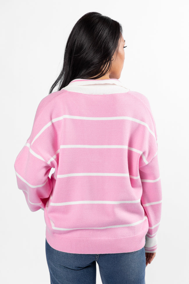 Imagine That Pink Striped Collared Sweater FINAL SALE-Sunny Prom