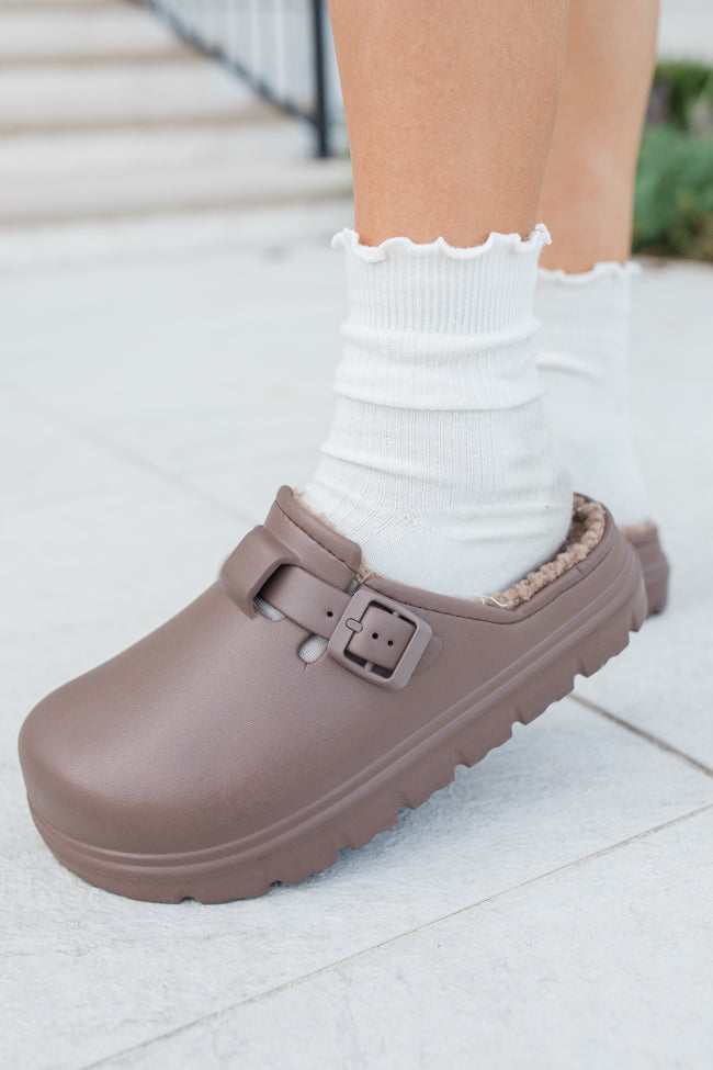Palmer Chocolate Rubber Sherpa Lined Slip-on Clogs FINAL SALE-Sunny Prom