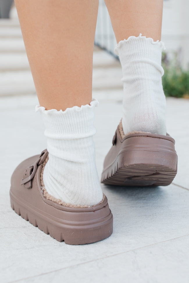 Palmer Chocolate Rubber Sherpa Lined Slip-on Clogs FINAL SALE-Sunny Prom