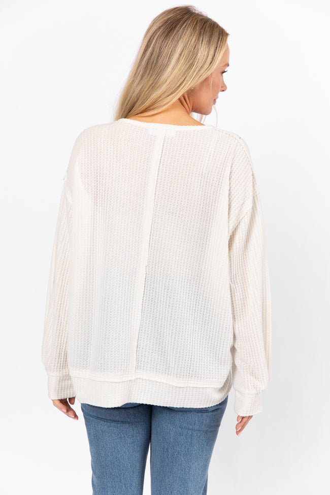Reasonable Assumption Cream Brushed Waffle Knit Oversized Top FINAL SALE-Sunny Prom