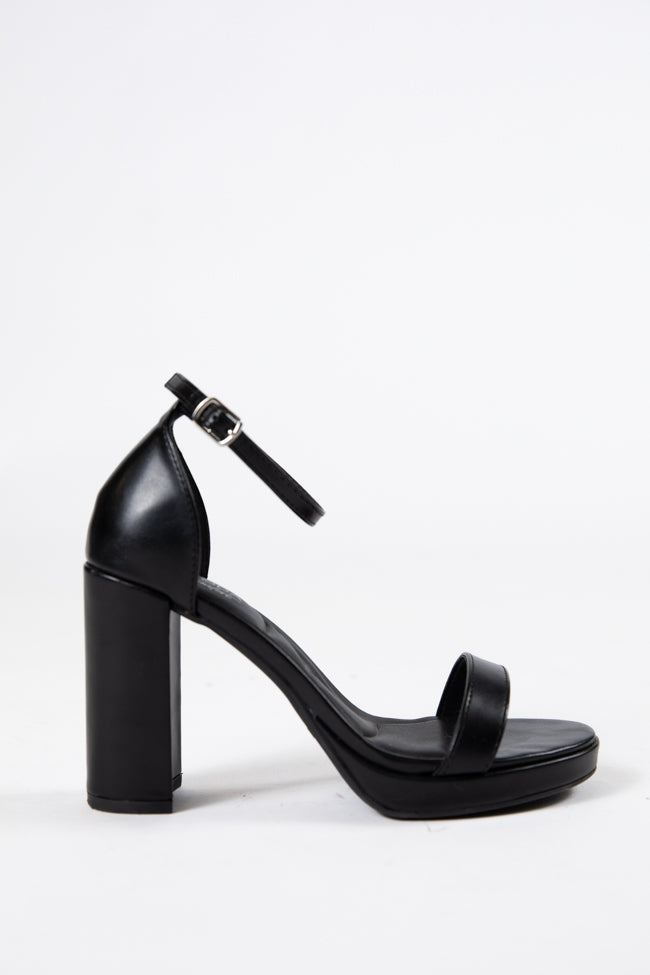 Shivani Black Leather Heels FINAL SALE-Sunny Prom