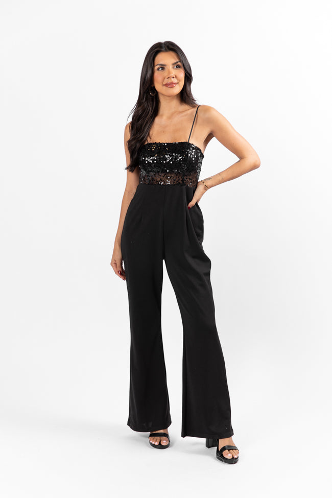 Even The Score Black Sequin Top Jumpsuit FINAL SALE-Sunny Prom