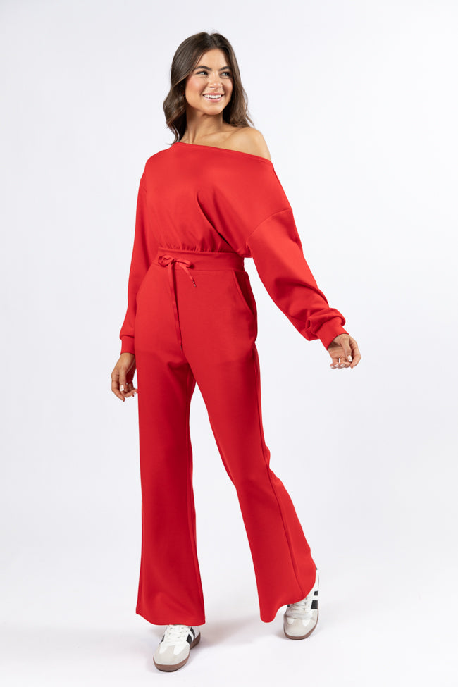 Wear It Out Red Boat Neck Jumpsuit FINAL SALE-Sunny Prom