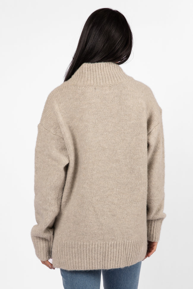 Relax Oatmeal Slouchy V-Neck Sweater FINAL SALE-Sunny Prom