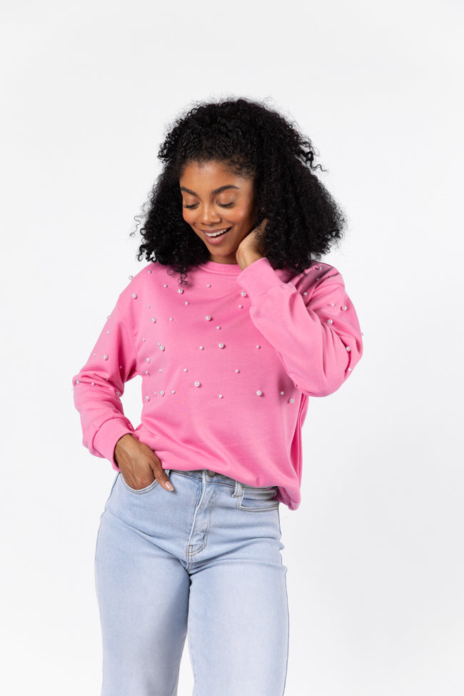Always Us Pink Pearl Embellished Pullover FINAL SALE-Sunny Prom
