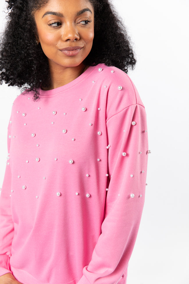 Always Us Pink Pearl Embellished Pullover FINAL SALE-Sunny Prom