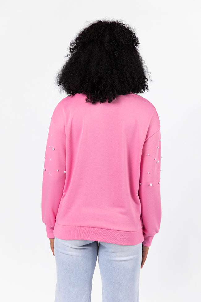 Always Us Pink Pearl Embellished Pullover FINAL SALE-Sunny Prom