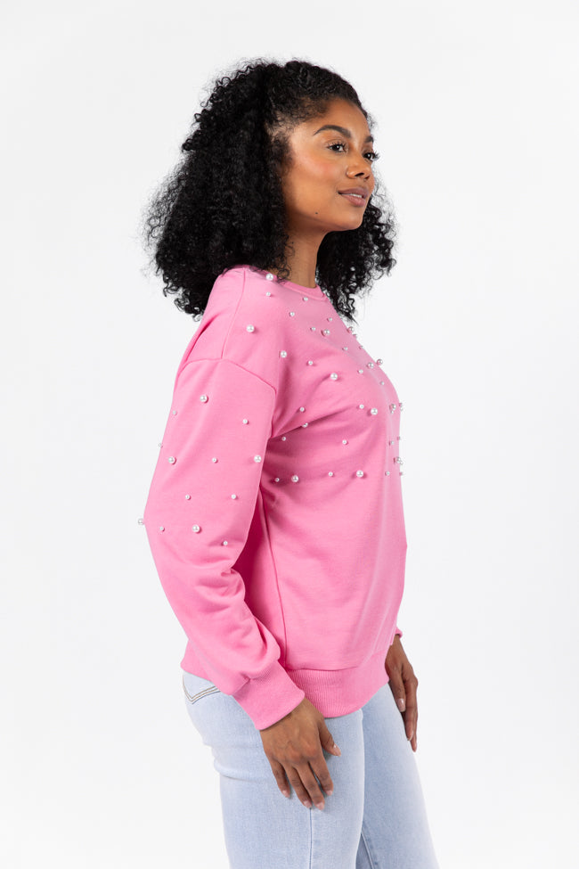 Always Us Pink Pearl Embellished Pullover FINAL SALE-Sunny Prom