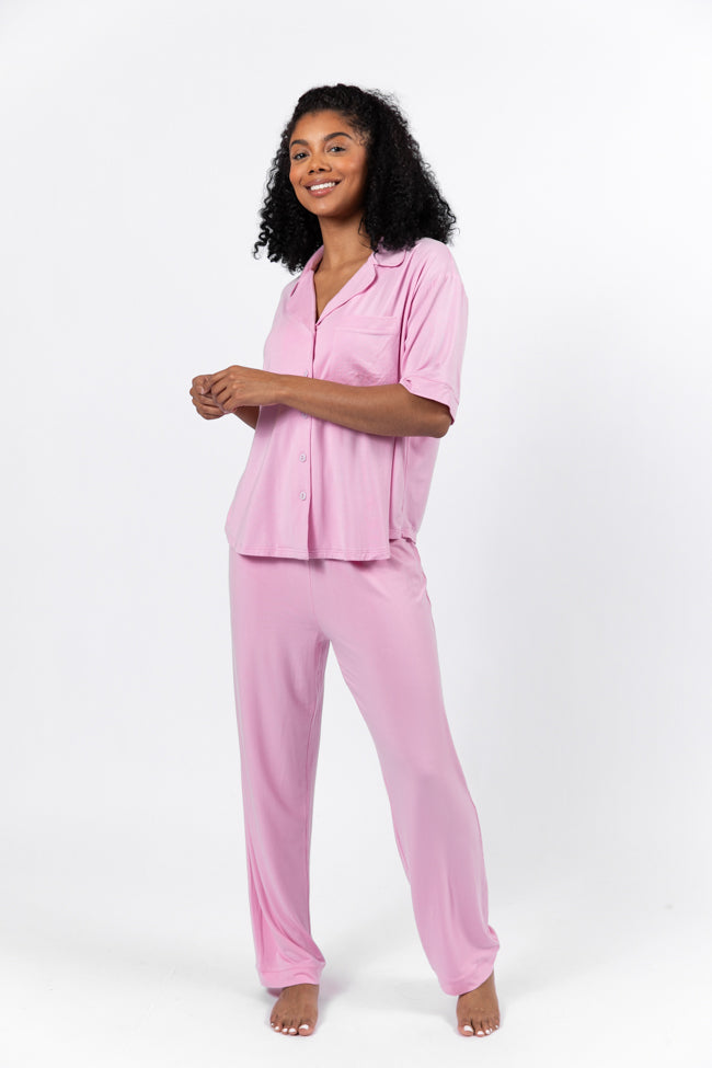 Good To Get Away Pink Bamboo Pajama Set FINAL SALE-Sunny Prom