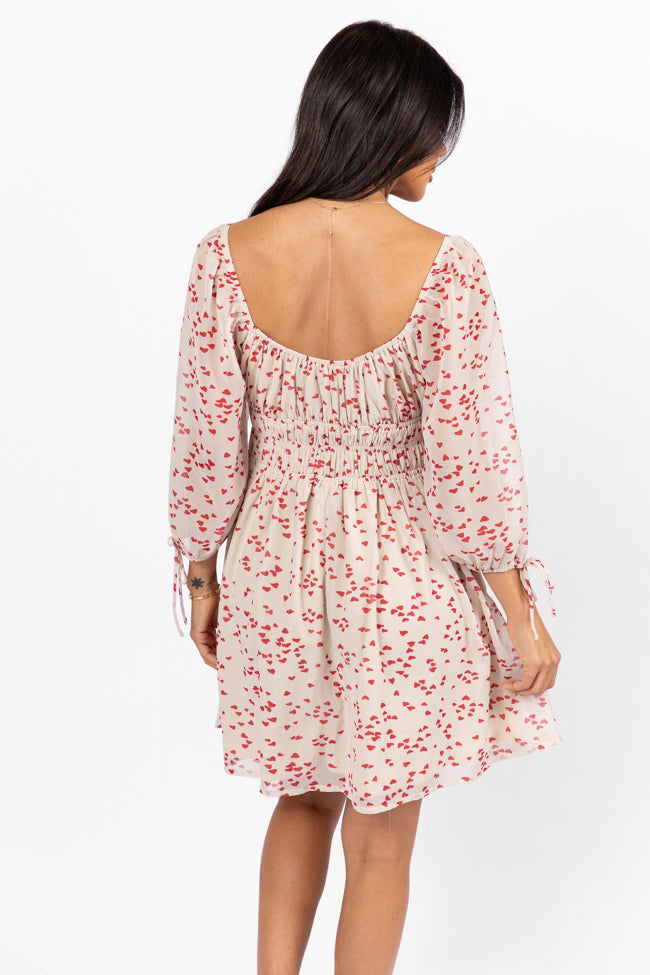 Unconditional Love Ivory Heart Print Mini Dress FINAL SALE-Sunny Prom