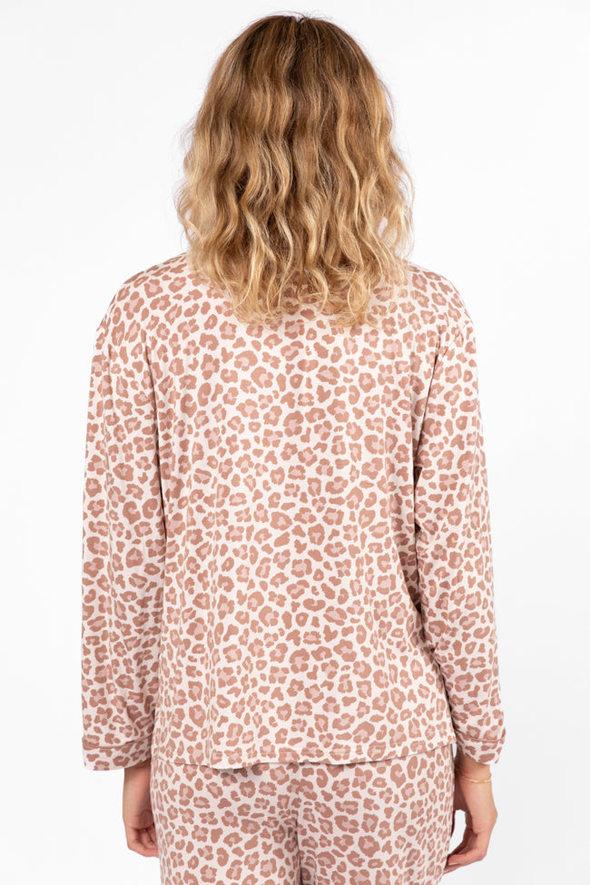 Under The Stars Neutral Leopard Pajama Top FINAL SALE-Sunny Prom