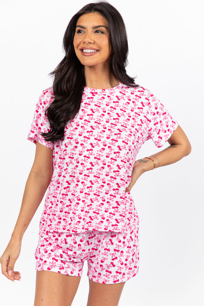 Over the Moon Cherry Hearts Pajama Top FINAL SALE-Sunny Prom