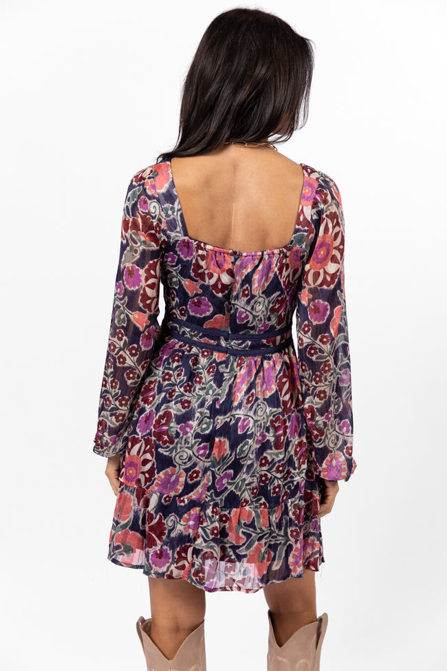 Whirlwind Romance Navy Multi Printed Sweetheart Dress FINAL SALE-Sunny Prom